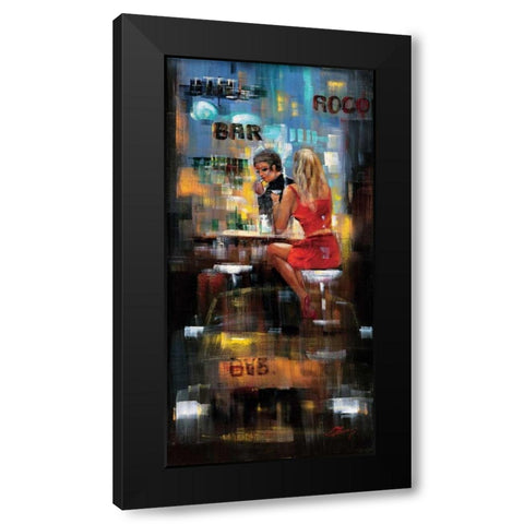 Bar Scene III Black Modern Wood Framed Art Print with Double Matting by Madjid