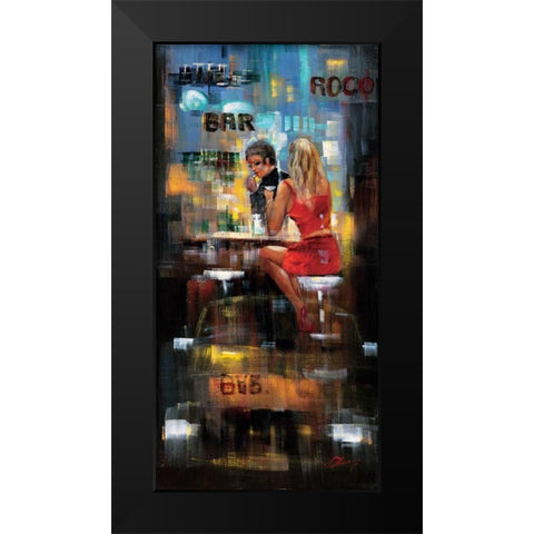 Bar Scene III Black Modern Wood Framed Art Print by Madjid