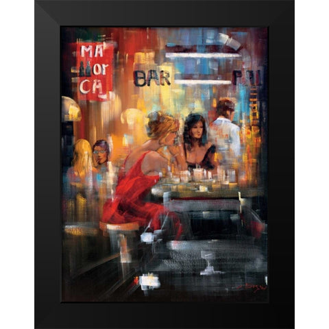 Bar Scene IV Black Modern Wood Framed Art Print by Madjid