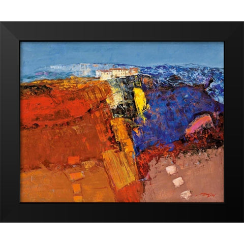 Dorf am Felsen Black Modern Wood Framed Art Print by Madjid