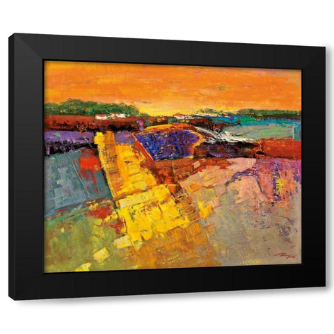 Lavendelfeld Black Modern Wood Framed Art Print with Double Matting by Madjid