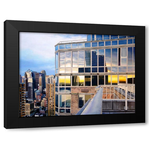 NYC Penthouse Reflections Black Modern Wood Framed Art Print by Schuh, Michael