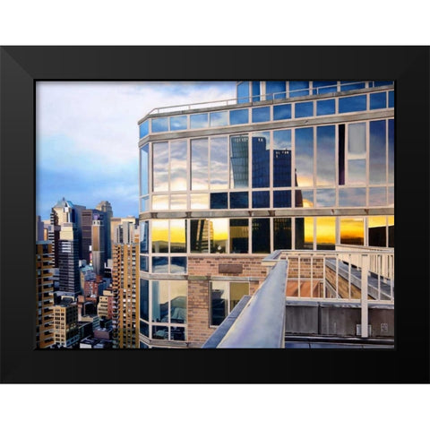 NYC Penthouse Reflections Black Modern Wood Framed Art Print by Schuh, Michael