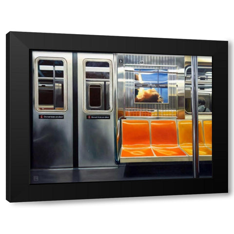 NYC Subway Reflections Black Modern Wood Framed Art Print by Schuh, Michael