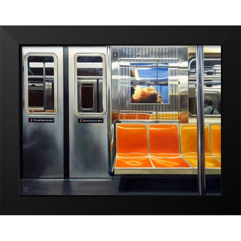 NYC Subway Reflections Black Modern Wood Framed Art Print by Schuh, Michael