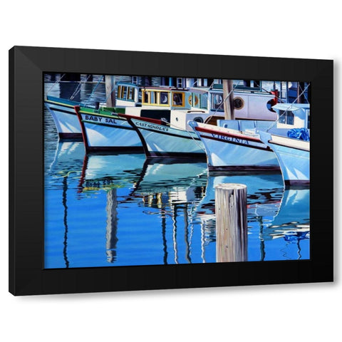 Fishermans Wharf Reflections Black Modern Wood Framed Art Print with Double Matting by Schuh, Michael