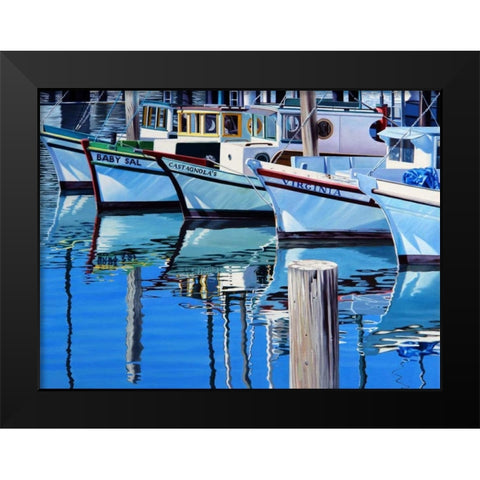 Fishermans Wharf Reflections Black Modern Wood Framed Art Print by Schuh, Michael