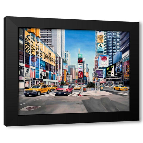 Time Square Reflections Black Modern Wood Framed Art Print by Schuh, Michael