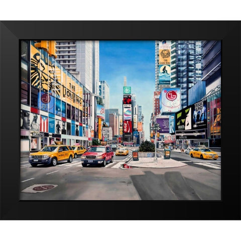 Time Square Reflections Black Modern Wood Framed Art Print by Schuh, Michael