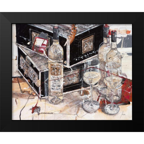 Es wird a Wein sein Black Modern Wood Framed Art Print by Mayer, Norbert