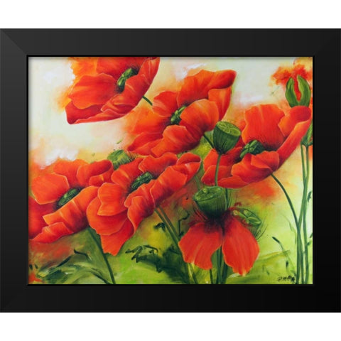 Mohnbluten II Black Modern Wood Framed Art Print by Ruther, Petra