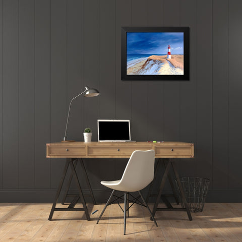 Leutturm bei List-Sylt Black Modern Wood Framed Art Print by Schneider, Sigur