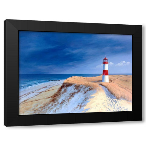 Leutturm bei List-Sylt Black Modern Wood Framed Art Print with Double Matting by Schneider, Sigur
