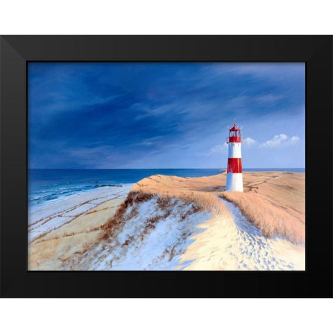 Leutturm bei List-Sylt Black Modern Wood Framed Art Print by Schneider, Sigur