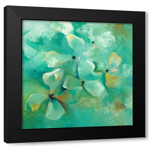 Floating Flowers Black Modern Wood Framed Art Print by Strunk, Anne L.