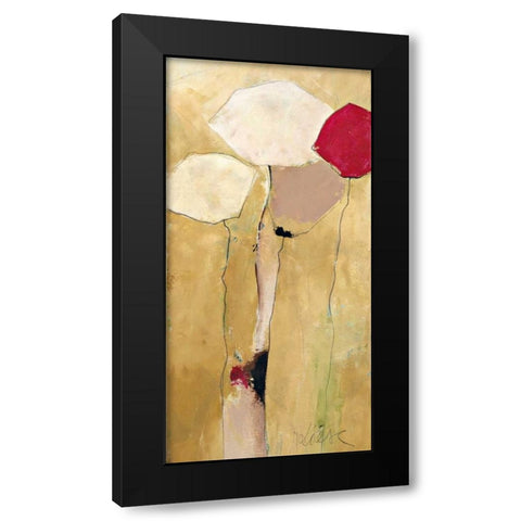 White flowers with red 2 Black Modern Wood Framed Art Print with Double Matting by Strunk, Anne L.