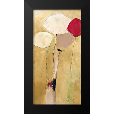 White flowers with red 2 Black Modern Wood Framed Art Print by Strunk, Anne L.