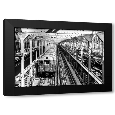 New York Train Black Modern Wood Framed Art Print with Double Matting by Seifinger, Toby