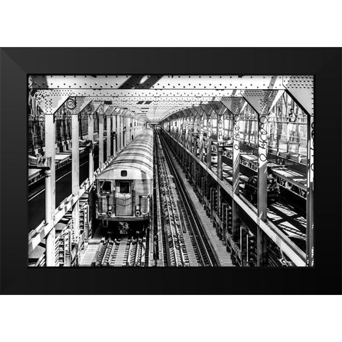 New York Train Black Modern Wood Framed Art Print by Seifinger, Toby