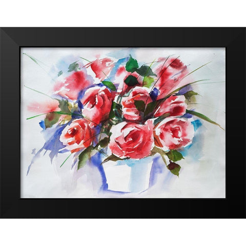 Rosenbouquet Black Modern Wood Framed Art Print by Maier, Werner