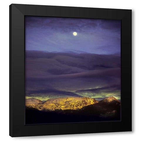 Montana Moon Rise Black Modern Wood Framed Art Print with Double Matting by Stalowy, John
