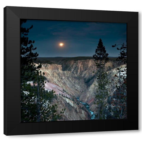 North Rim Moon Rising Black Modern Wood Framed Art Print by Stalowy, John