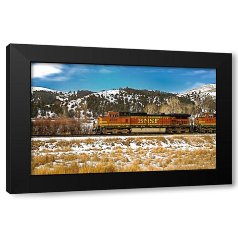 BNSF Black Modern Wood Framed Art Print by Stalowy, John