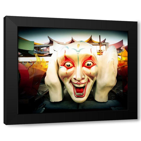 Clown Face Black Modern Wood Framed Art Print with Double Matting by Stalowy, John