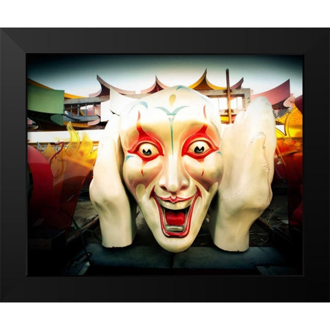 Clown Face Black Modern Wood Framed Art Print by Stalowy, John