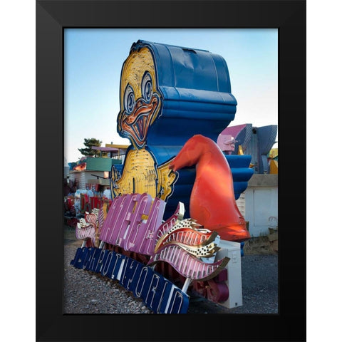 Duck Black Modern Wood Framed Art Print by Stalowy, John