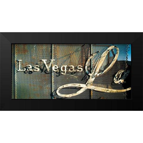 Las Vegas Sign Black Modern Wood Framed Art Print by Stalowy, John