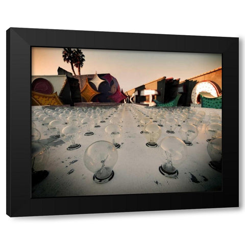 Light Bulbs Black Modern Wood Framed Art Print with Double Matting by Stalowy, John