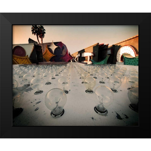 Light Bulbs Black Modern Wood Framed Art Print by Stalowy, John