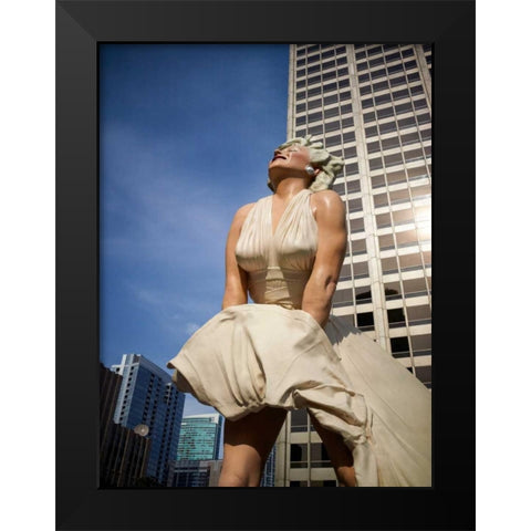 Marilyn Standing Black Modern Wood Framed Art Print by Stalowy, John