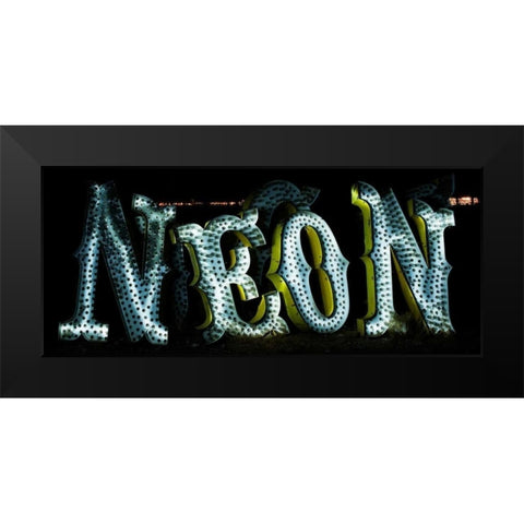 Neon 1 Black Modern Wood Framed Art Print by Stalowy, John