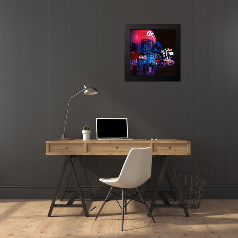 Vegas Neon Black Modern Wood Framed Art Print by Stalowy, John