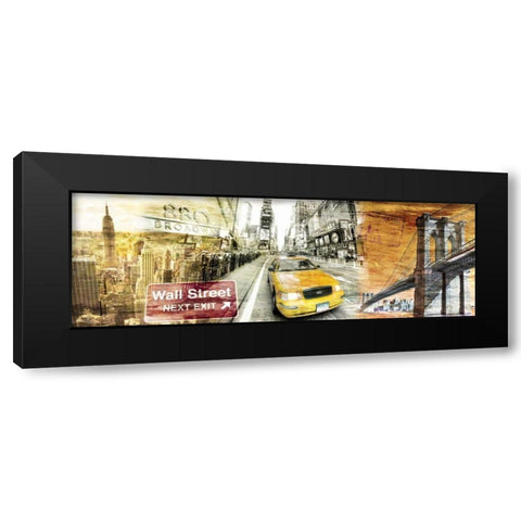 New York Collage 012 Black Modern Wood Framed Art Print with Double Matting by Adamsky