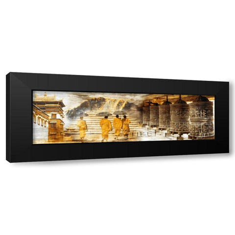 Collage Tibet Black Modern Wood Framed Art Print by Adamsky