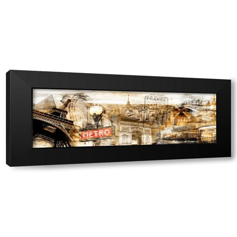 Collage Paris 01 Black Modern Wood Framed Art Print by Adamsky