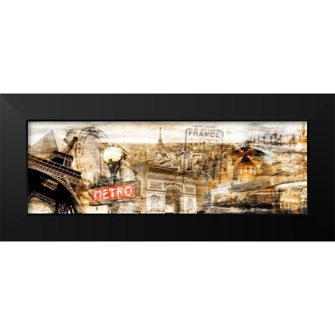 Collage Paris 01 Black Modern Wood Framed Art Print by Adamsky