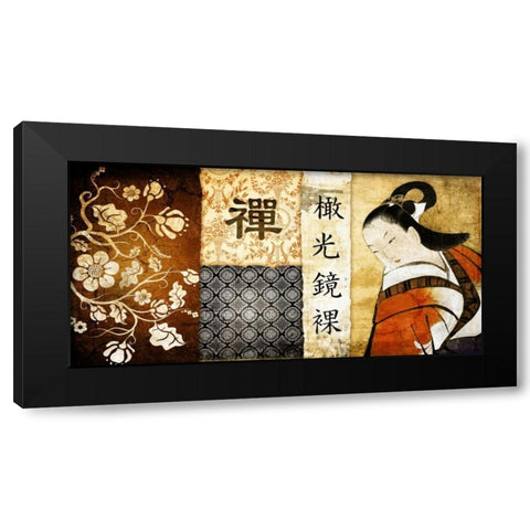 Collage Asia 02 Black Modern Wood Framed Art Print with Double Matting by Adamsky
