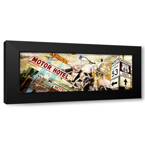 Route 66 Black Modern Wood Framed Art Print by Adamsky
