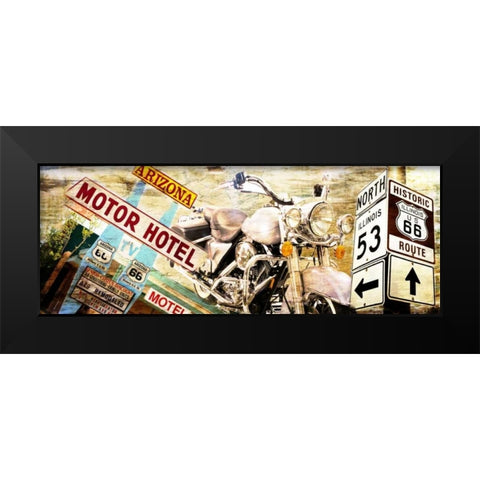 Route 66 Black Modern Wood Framed Art Print by Adamsky