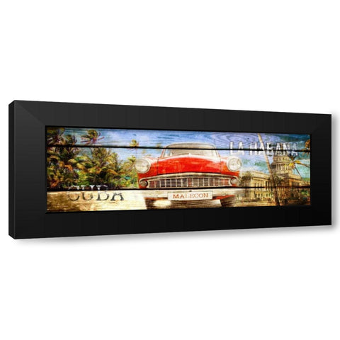 Cuba Habana Black Modern Wood Framed Art Print with Double Matting by Adamsky
