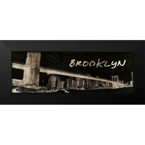 Brooklyn Black Modern Wood Framed Art Print by Adamsky