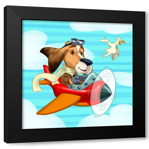 The pilot puppy Black Modern Wood Framed Art Print by Alvez, A. - Perez, A.