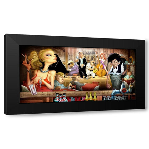 Jam Session Black Modern Wood Framed Art Print by Alvez, A. - Perez, A.