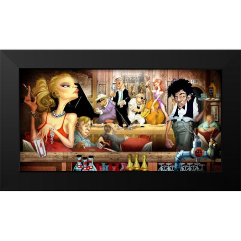 Jam Session Black Modern Wood Framed Art Print by Alvez, A. - Perez, A.