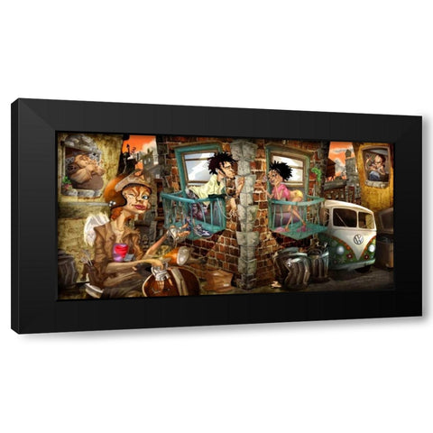 Loves Street Black Modern Wood Framed Art Print by Alvez, A. - Perez, A.