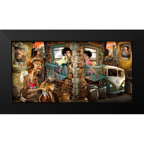 Loves Street Black Modern Wood Framed Art Print by Alvez, A. - Perez, A.